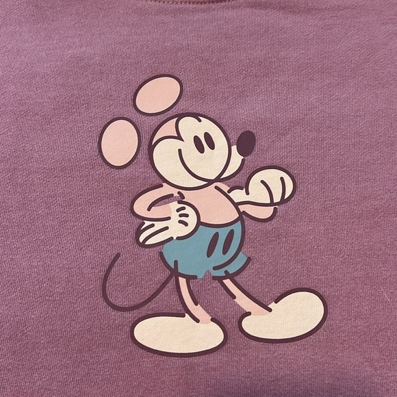 Disney WDW Mickey Mouse Genuine Mousewear Pullover Cropped Sweatshirt Plum XL - Picture 5 of 13